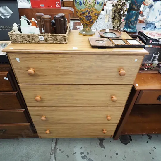 mdf faux wood veneer 4 drawer tallboy H1010 W805 D405