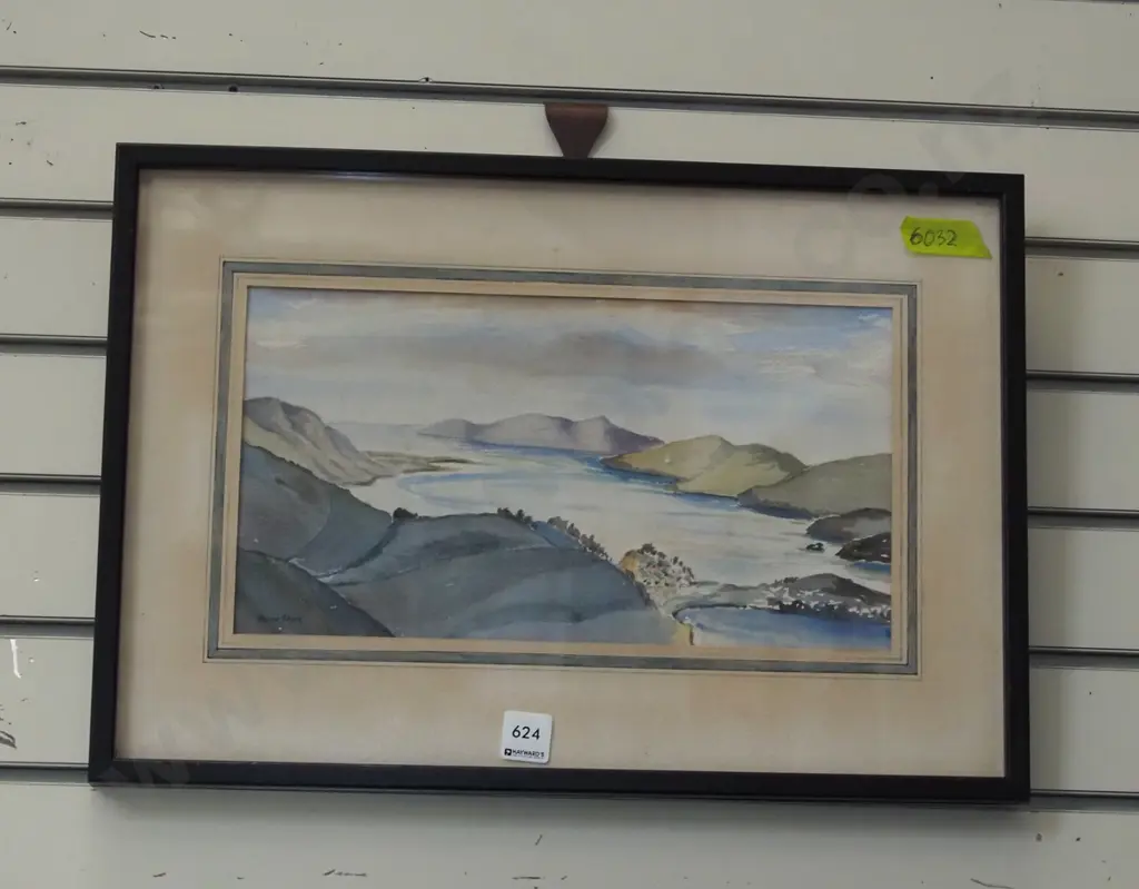 framed watercolour - Otago Harbour Image 1++
