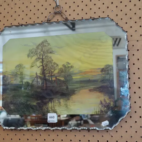 mirror framed print - 2 farmhouses and river