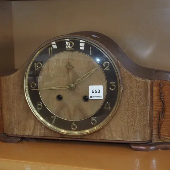 wood cased mantle clock
