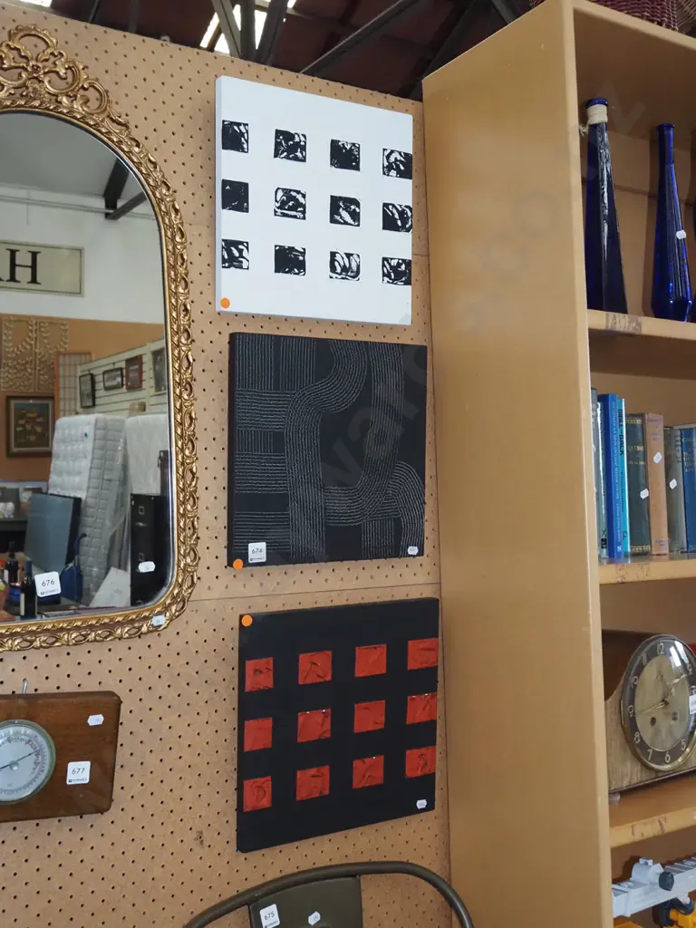 3x multi media works on wood - abstract Image 1++