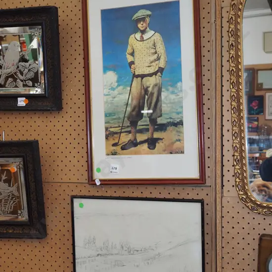  framed print -Prince of Wales, framed pencil - valley scene