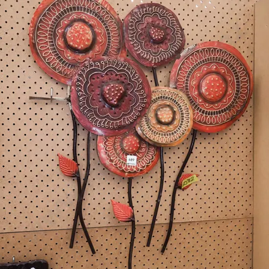 metal garden wall art - flowers H700