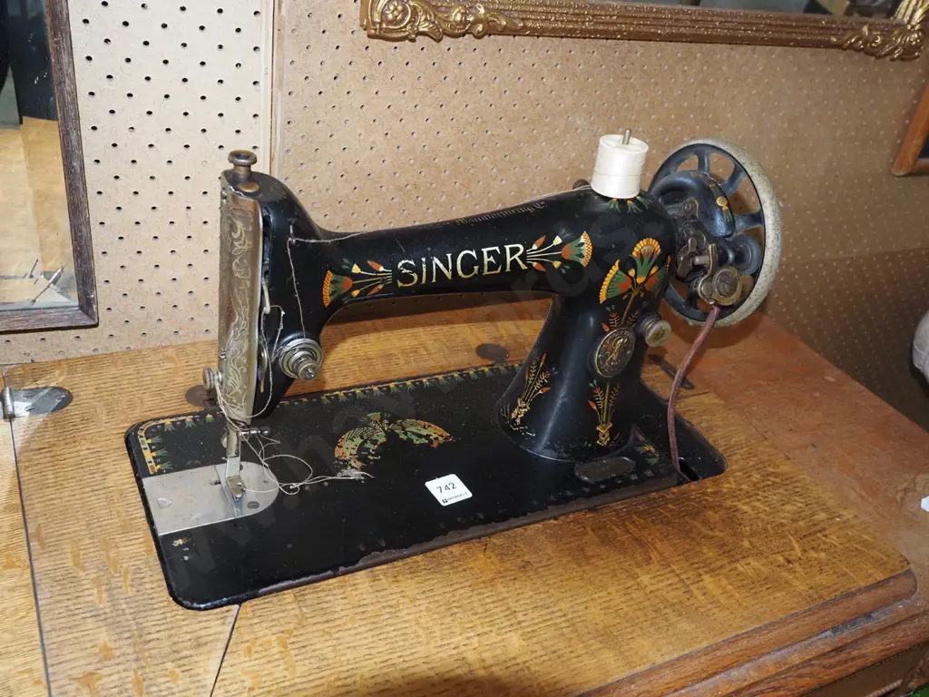 vintage treadle sewing machine - some tarnishing Image 1++