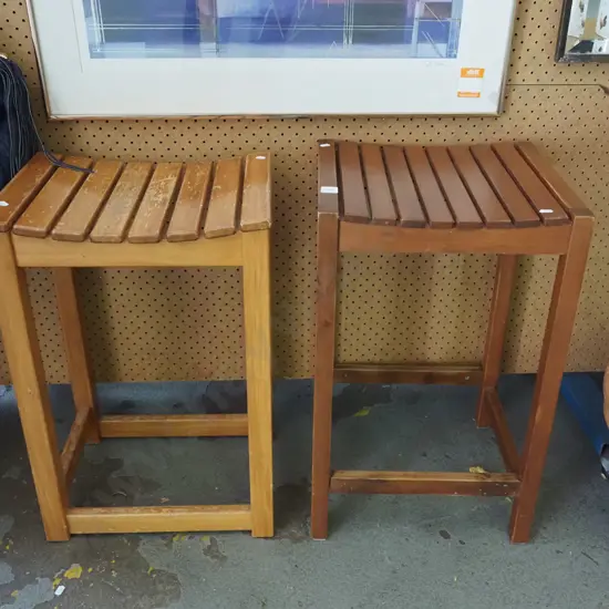 2x mismatched wooden stools