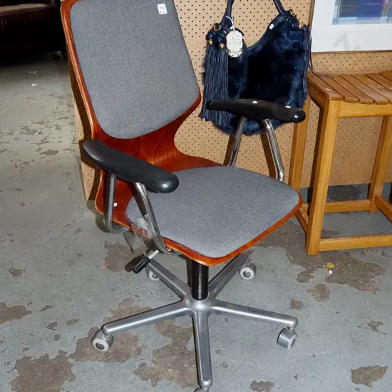 bent ply and chrome and upholstered office chair