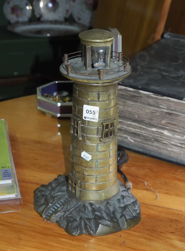 cast brass lighthouse lantern H330 - wiring needs attention Image 1++