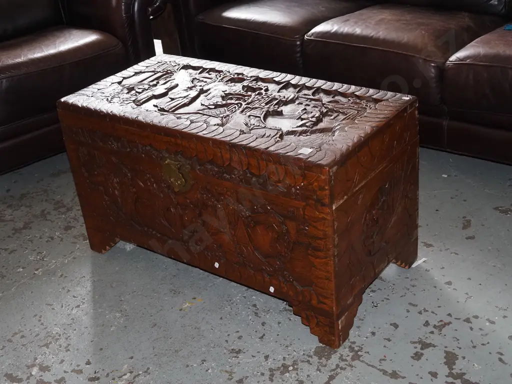 carved camphorwood chest H500 W890 D430 Image 1++