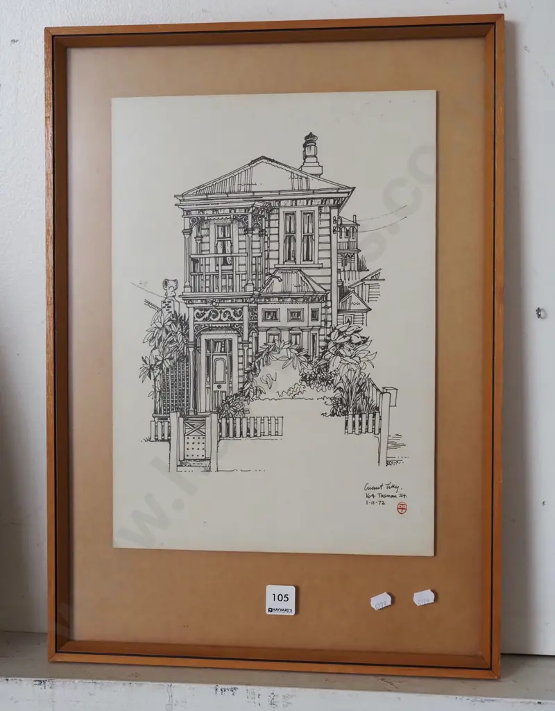 framed ink drawing - 164 Tasman St Image 1++