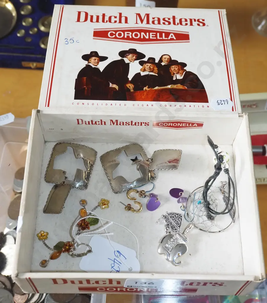 tray; assorted earrings, pendants, bracelet Image 1++