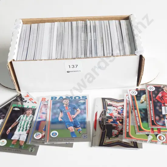 box of football collector cards