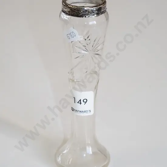 cut glass silver rimmed vase H160