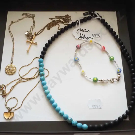 box of costume necklaces & bracelets