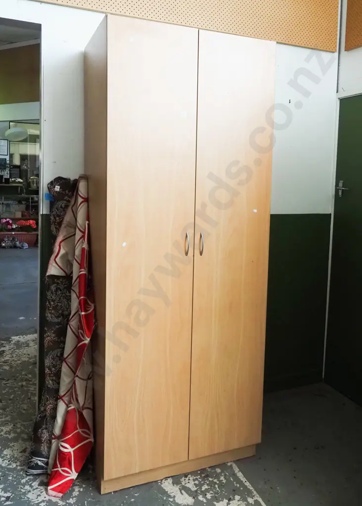 mdf faux wood veneer 2 door wardrobe H2100 W800 D600 Image 1++