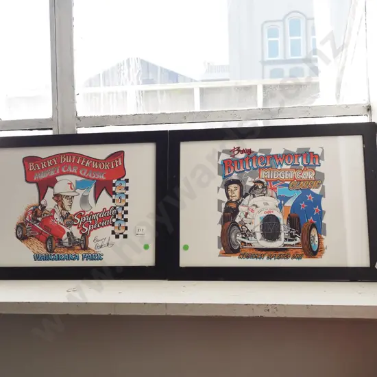2x framed digital prints - midget classic cars