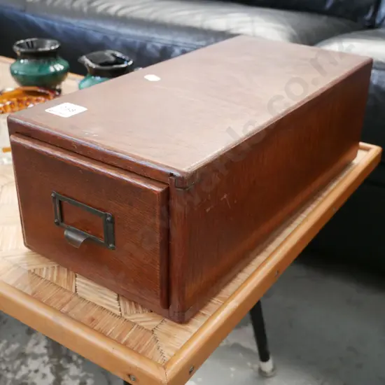 wooden single drawer index card file