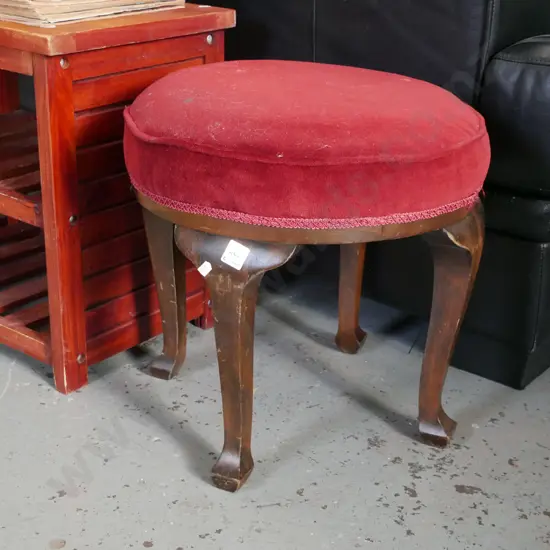 cab leg red upholstered stool