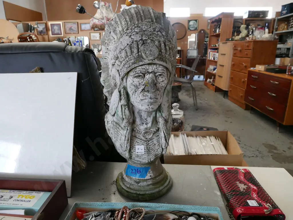 cast concrete first nations garden figurine H600 Image 1++