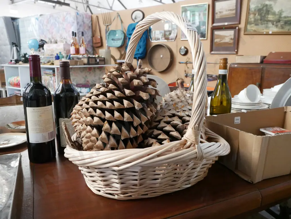 cane basket, giant pine cones Image 1++