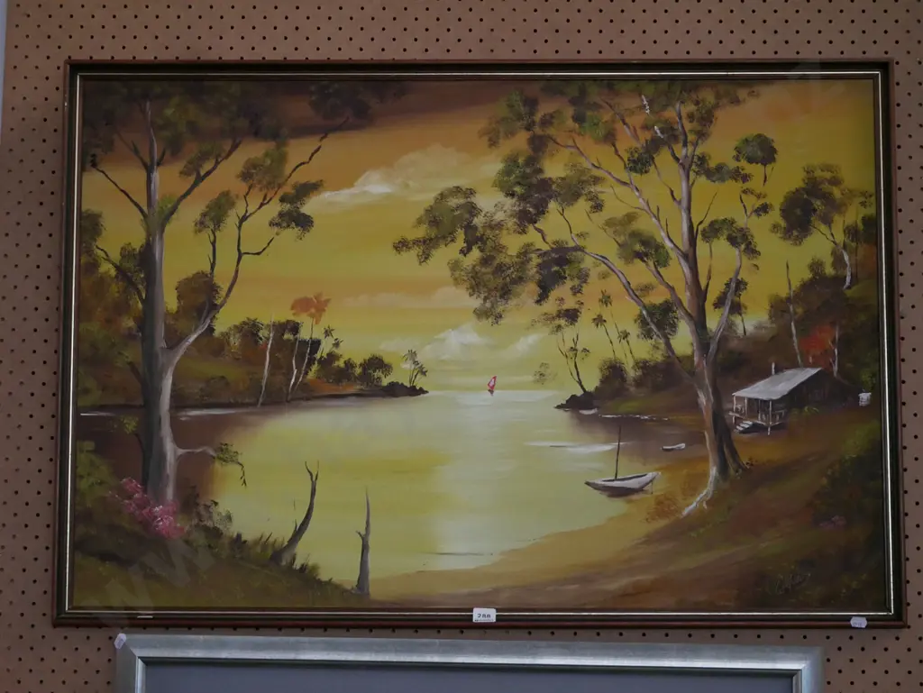 framed oil - estuary scene Image 1++