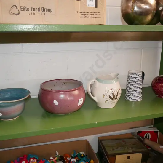 studio pottery bowls, Meakin jug, jug and vase
