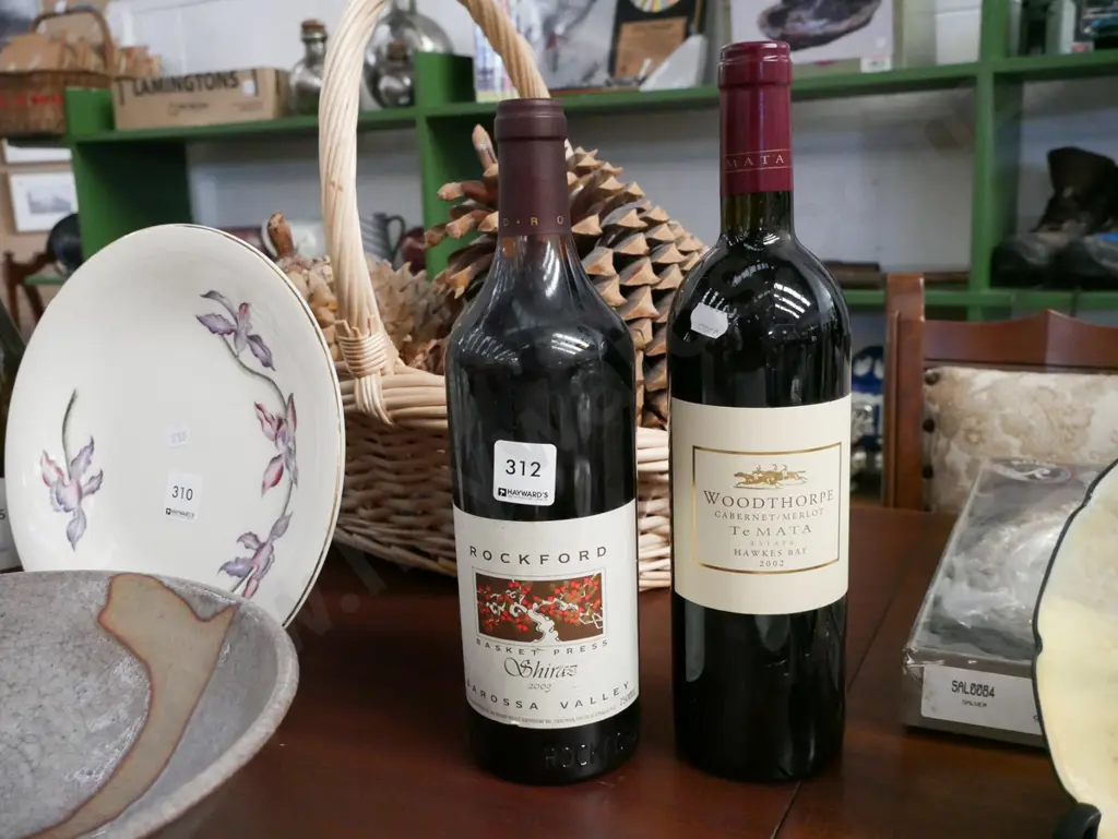 2x bottles; Rockford shiraz 2000, Te Mata Woodthorpe cabernet merlot 2002 Image 1++
