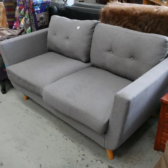 contemporary grey upholstered 2 seater settee - good condition