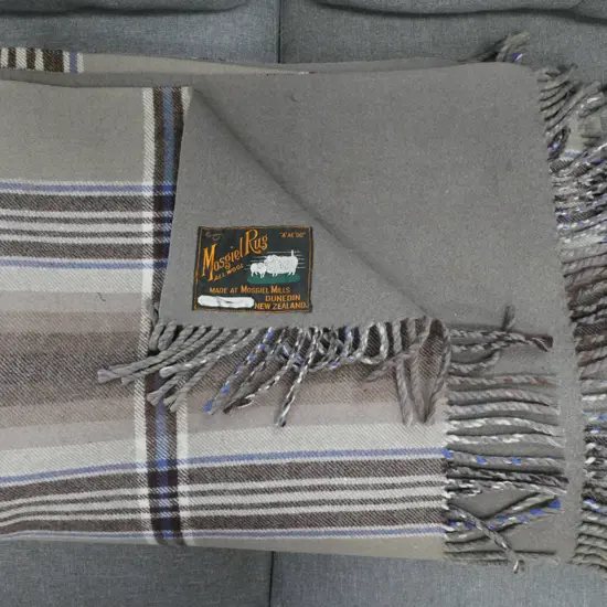 heavy checked woollen travel blanket