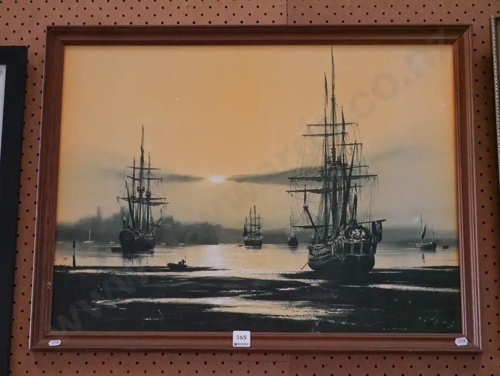framed print - sailing ships at low tide Image 1++