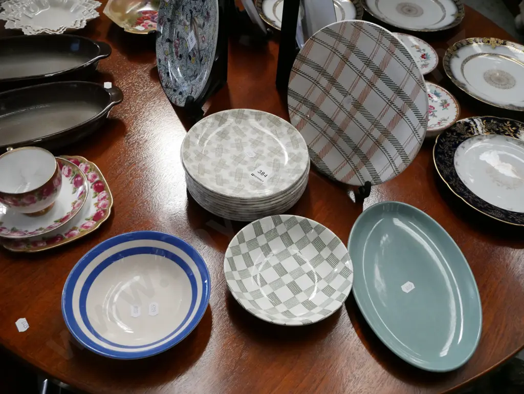 Crown Lynn plates, bowls, TG Green bowl, Royal Albert old English rose trio Image 1++