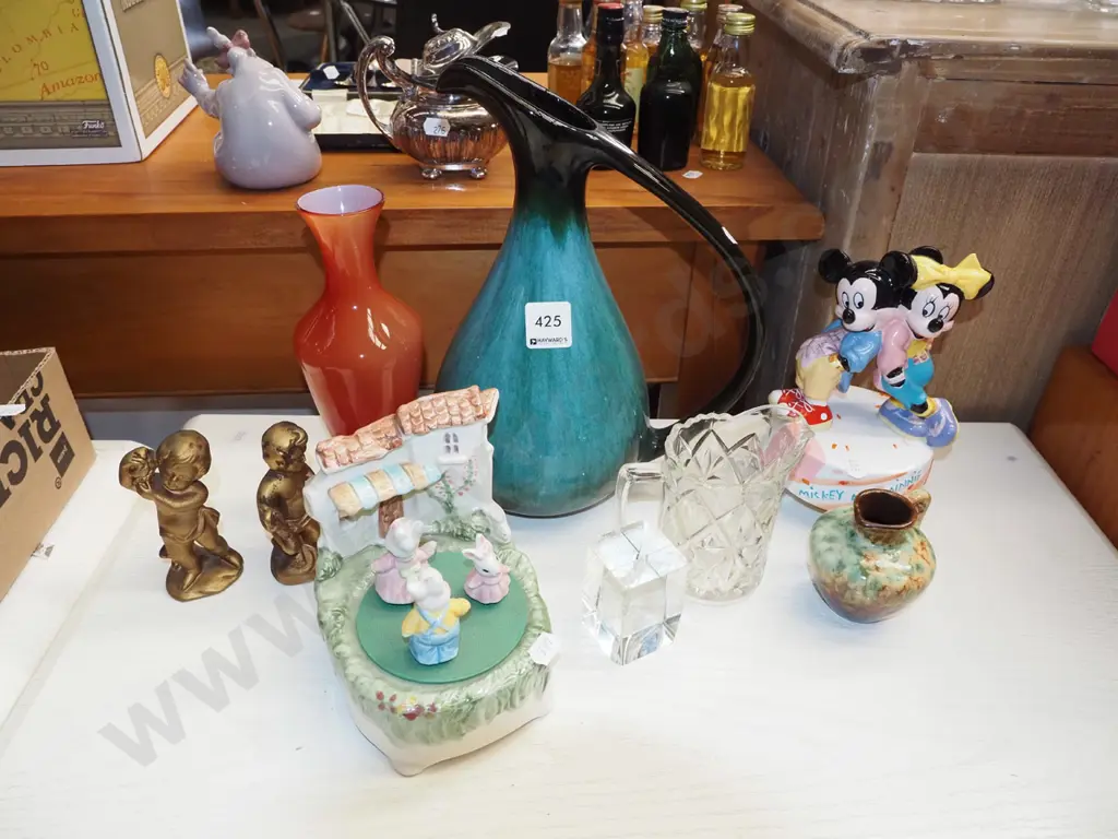 Blue Mountain ewer vase, Mickey and Minnie musical figurine, jug H270 etc Image 1++