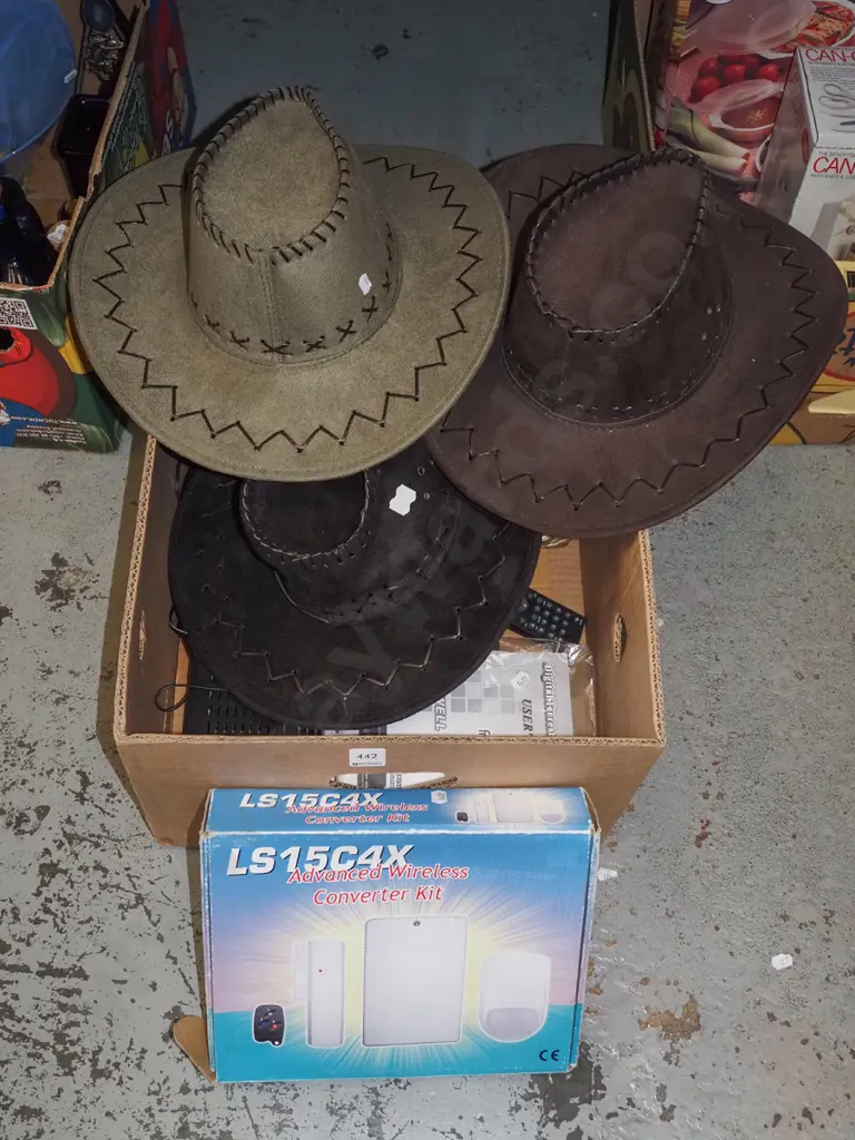 box; cowboy hats, toy robot, freeview box etc Image 1++