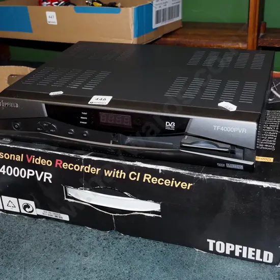 boxed as new Top Field personal video recorder with original box - front panel won't stay closed