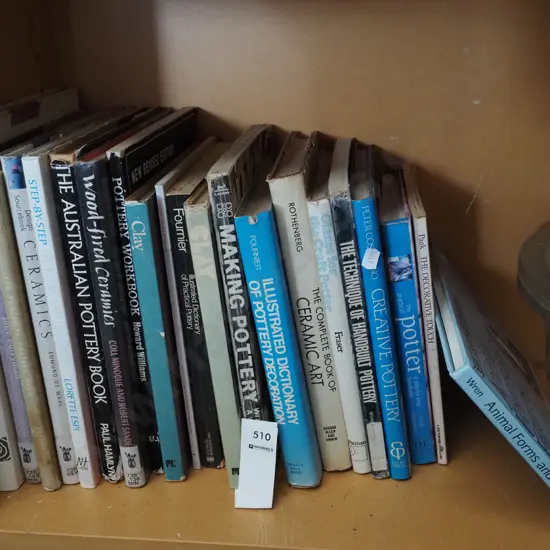shelf; pottery and ceramic books