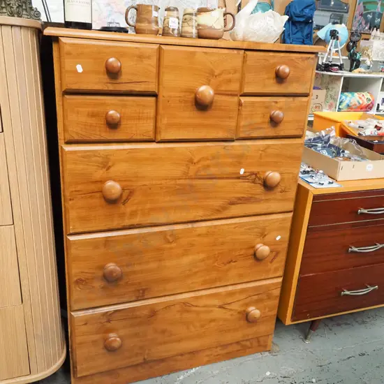 mdf faux wood 6 drawer tallboy H1160 W800 D410