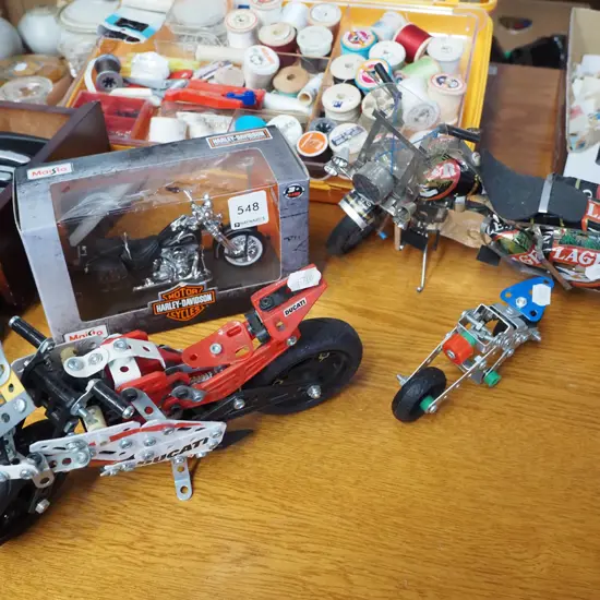 4x model motorcycles - one from old beer cans