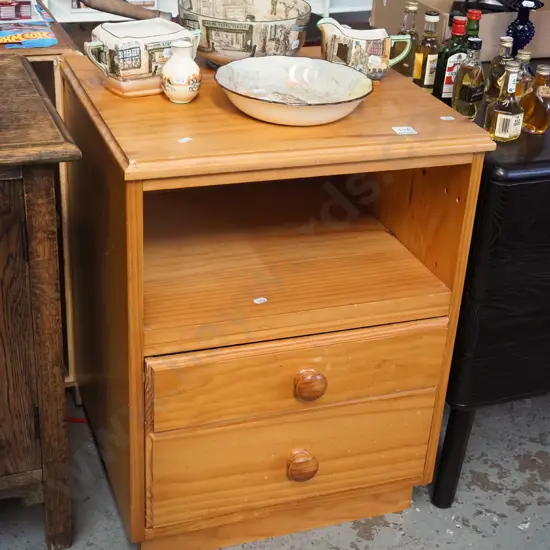solid pine 2 drawer bedside cabinet