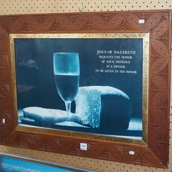 carved wooden framed Jesus of Nazareth print