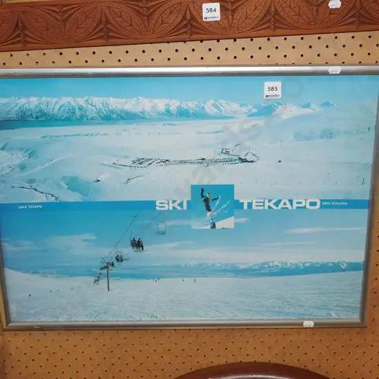 framed Ski Tekapo faded poster print