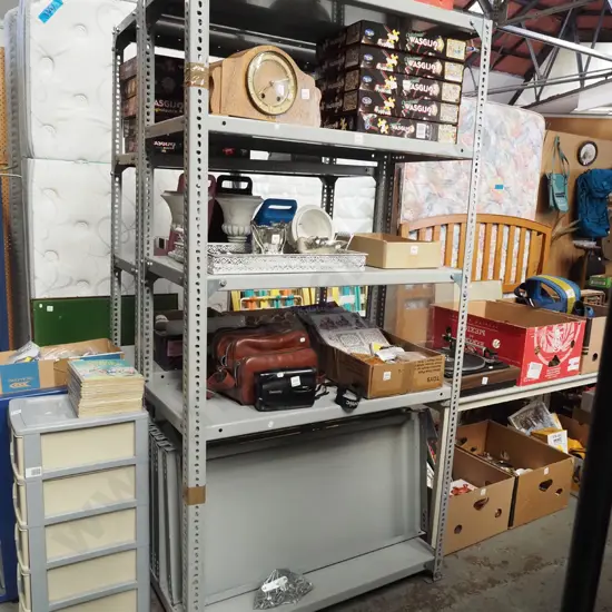 Dexion shelving - includes 2 additional uprights, 7 additional shelves, bag of hardware