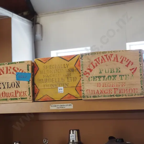 3x small wooden tea boxes