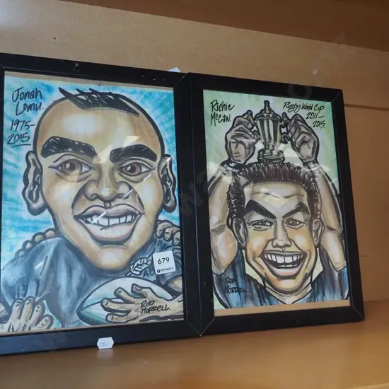 2x Rod Horrell prints- Jonah Lomu, Ritchie McCaw