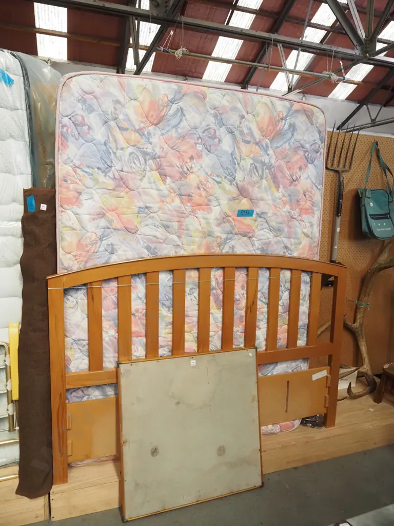 queen bed base, matress and headboard Image 1++