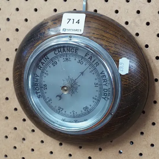 oak framed wall mounted barometer