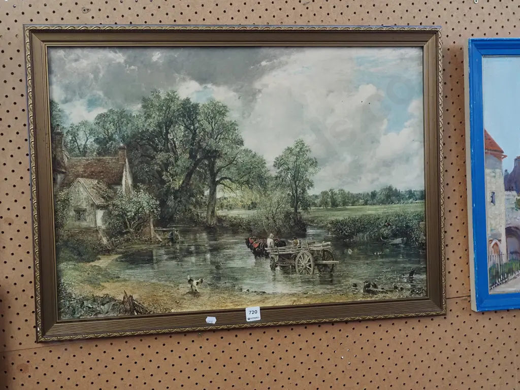 framed Constable print - wagon fording stream Image 1++