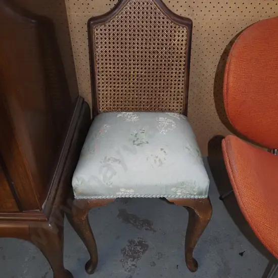 cab leg upholstered bergere bedroom chair - stains to fabric