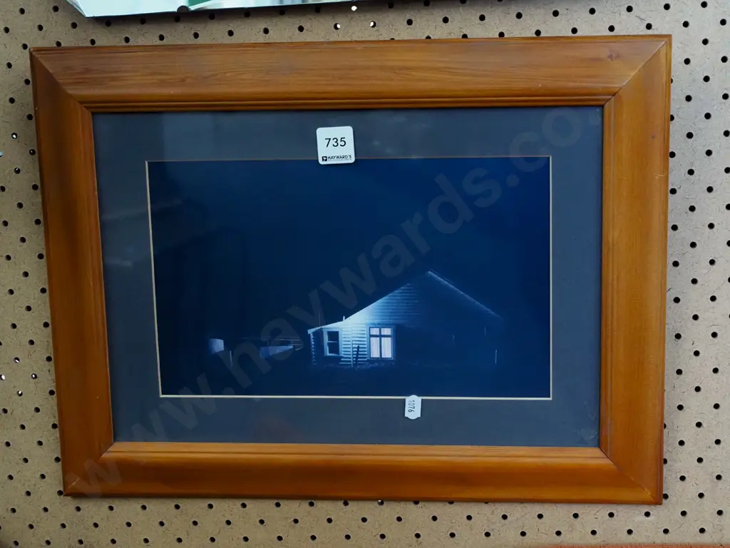 framed Grahame Sydney poster print - farmhouse at night Image 1++