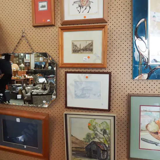 5x artworks - watercolour, prints etc - orange dots