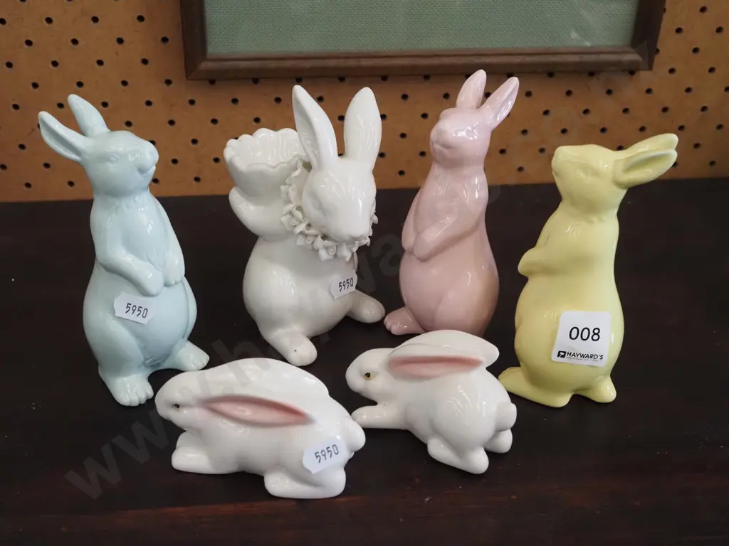 6x ceramic rabbit figurines Tallest  H130 Image 1++
