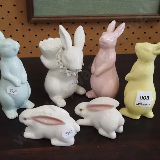 6x ceramic rabbit figurines Tallest  H130